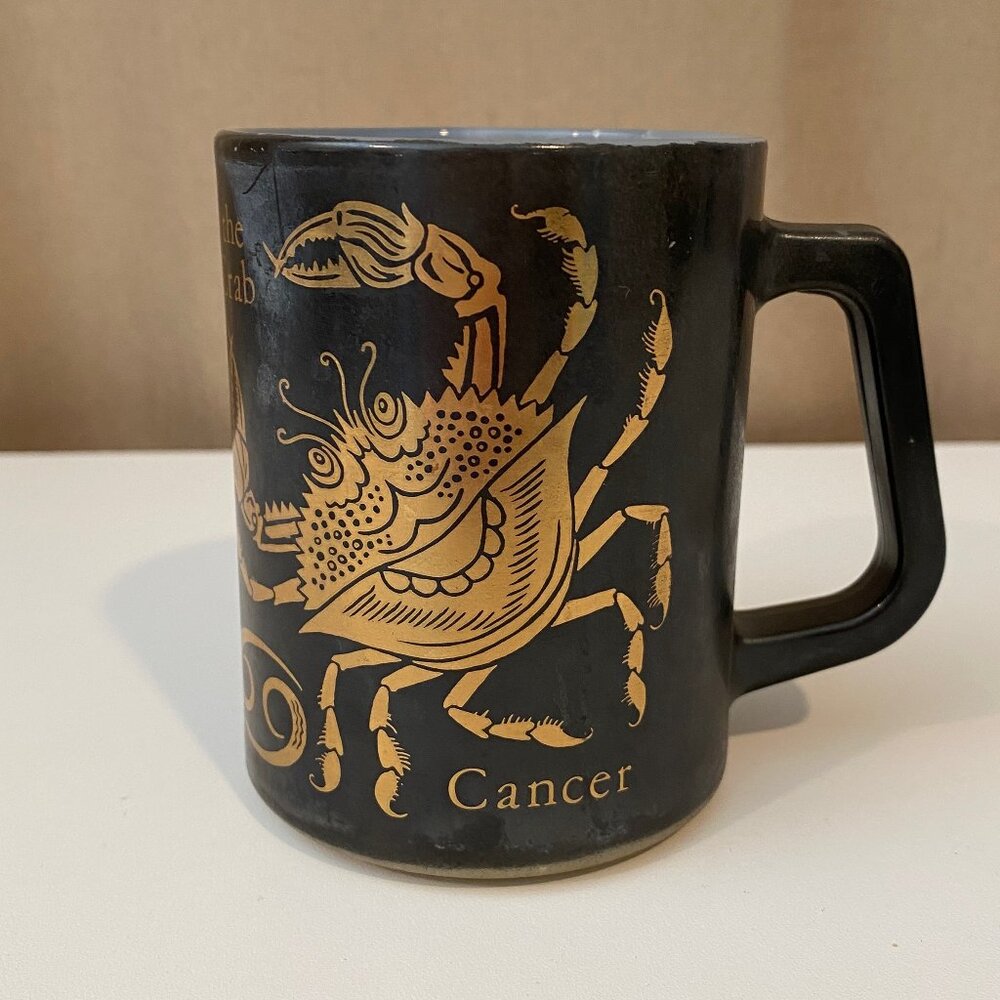Vintage MCM Federal Glass Black‎ Zodiac Mug – Cancer The Crab 4